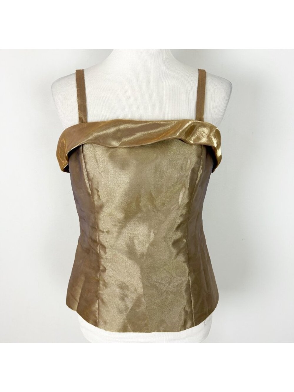 Y2K 90s Alex Evenings Gold Sheen Party Top Cocktail Size Medium Women's